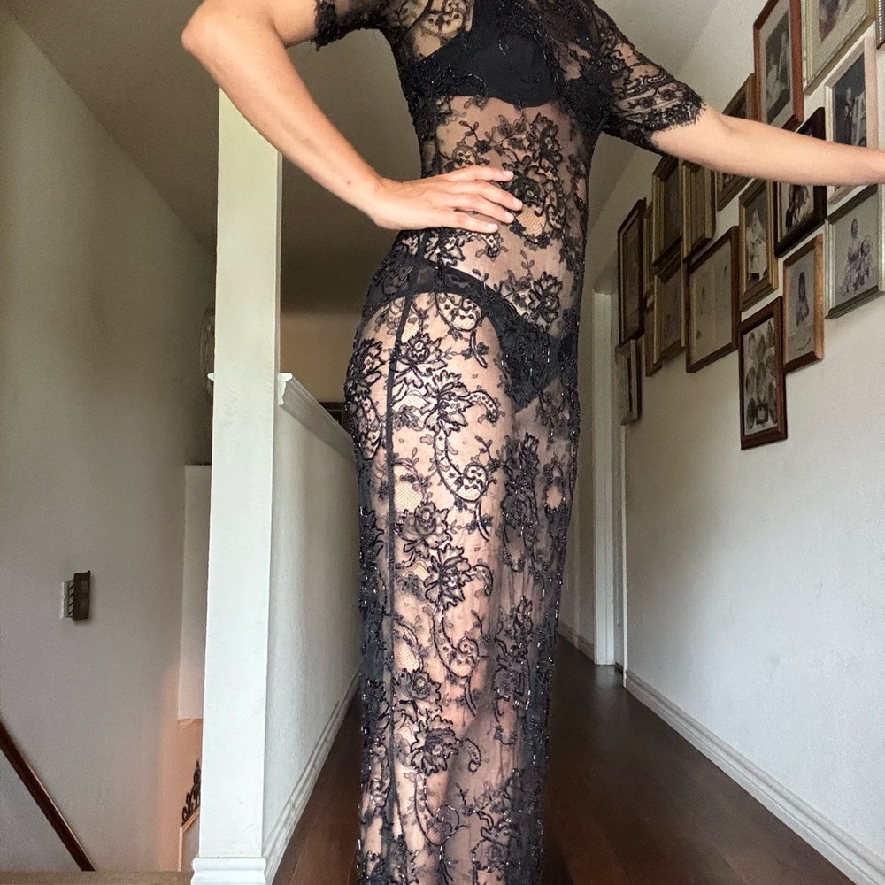 Vintage Beaded Sequin Lace Dress - Picture 5 of 6